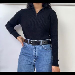 VINTAGE Sears Black Sweater Zip Up